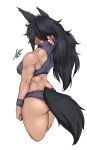  airisubaka animal_humanoid black_fur black_hair breasts butt clothed clothing ear_tuft female fur hair humanoid inner_ear_fluff muscular muscular_female portrait signature solo sweat sweatband three-quarter_portrait tuft vera_(airisubaka) wolf_humanoid wristband 