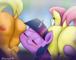  2018 applejack_(mlp) butt equine female feral fluttershy_(mlp) friendship_is_magic horn horse mammal my_little_pony pony strebiskunk twilight_sparkle_(mlp) unicorn 