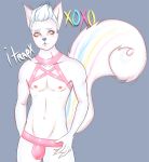  albino albino_squirrel clothing club_(disambiguation) cute fluffy girly harness invalid_color itrapx lgbt lgbtq male male/male mammal pastel pinup pose rodent squirrel stripper twinks twunk undressing 