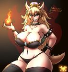  animal_humanoid beauty_mark big_breasts bowser bowsette_meme bra bracelet breasts cleavage clothed clothing collar female fire horn humanoid jewelry legwear mario_bros meme metalfoxxx nintendo spiked_bracelet spiked_collar spikes stockings super_crown thick_thighs underwear video_games wide_hips 