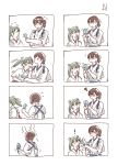  4koma blush brown_hair comic food gentletiger green_hair japanese_clothes kaga_(kantai_collection) kantai_collection melting multiple_4koma multiple_girls popsicle side_ponytail twintails yellow_eyes younger zuikaku_(kantai_collection) 