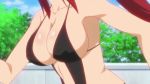  1girl animated animated_gif bikini black_bikini bounce bouncing_breasts breasts large_breasts long_hair nikaidou_arashi onii-chan_dakedo_ai_sae_areba_kankeinai_yo_ne red_hair running solo swimsuit 