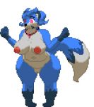  2018 alpha_channel animated anthro belly big_breasts big_butt biped blue_hair blush breasts butt canine digital_media_(artwork) female fur hair huge_breasts jewelry lazuli_(doggod.va) low_res mammal navel necklace nipples nude pixel_(artwork) pixel_animation simple_background slightly_chubby solo thick_thighs transparent_background tsunamidusher video_games voluptuous white_fur wide_hips 