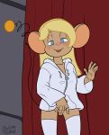  2018 anthro blush clothing covering cute female hair hoodie invalid_tag lewd_(disambiguation) machine mammal mouse pinup pose pussy robot rodent smile solo soulcentinel springtail standing teasing tom_and_jerry tongue 