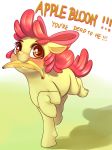  2018 absurd_res apple_bloom_(mlp) banana blush dankflank digital_media_(artwork) earth_pony english_text equine eyelashes female feral food friendship_is_magic fruit hi_res horse mammal my_little_pony pony solo text 