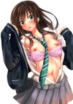  bra breasts nipples oh!saka_spirits open_shirt possible_duplicate seifuku shibuya_rin the_idolm@ster the_idolm@ster_cinderella_girls ugeppa 