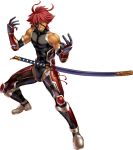  1boy angry armor character_request full_body lilith-soft muscle obui red_hair short_hair simple_background solo taimanin_(series) taimanin_asagi taimanin_rpgx weapon 