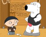  animal_genitalia baby balls bottomless brian_griffin canine clothed clothing cum cum_on_face dialogue dog erection family_guy hat human humor interspecies male male/male mammal open_mouth penis rope shirt sitting squint standing stewie_griffin sweat tank_top teeth young 