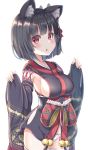  :o animal_ear_fluff animal_ears azur_lane bell black_hair black_kimono blush bow breasts commentary_request fingernails groin hair_bow japanese_clothes jingle_bell keiran_(ryo170) kimono large_breasts long_sleeves looking_at_viewer md5_mismatch panties parted_lips pinching_sleeves red_bow red_eyes short_hair short_kimono sideboob simple_background sleeves_past_wrists solo thighhighs underwear white_background white_legwear white_panties wide_sleeves yamashiro_(azur_lane) 