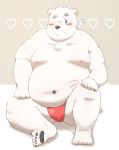  &lt;3 2018 anthro bear belly blush clothing fundoshi fur humanoid_hands japanese_clothing male mammal maron2475 moobs navel nipples one_eye_closed polar_bear shirane_kan sitting solo underwear utau white_fur wink 