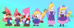 2017 anthro big_breasts blonde_hair blue_eyes breasts buckteeth carrot cleavage clothed clothing dialogue dress female food gender_transformation hair hariet_(mario) hat human human_to_anthro lagomorph male mammal mario mario_bros mtf_transformation nintendo rabbit red_eyes runningtoaster teeth tf_into_fictional_character transformation vegetable video_games 