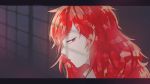  1other androgynous colored_eyelashes crystal_hair expressionless eyebrows_visible_through_hair houseki_no_kuni letterboxed long_hair looking_at_viewer padparadscha_(houseki_no_kuni) profile red_eyes red_hair solo wavy_hair 
