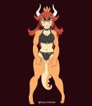  anthro bikini bowsette_meme clothing collar cute female fuzzy-britches hair invalid_tag koopa looking_at_viewer mario_bros nintendo red_hair scalie simple_background smile solo spiked_collar spikes super_crown swimsuit video_games 