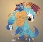  anthro arkanoego balls big_penis claws cum cum_on_ground cup dragon facial_piercing gavin_(spyro) horn male muscular nose_piercing nose_ring penis piercing solo spyro_reignited_trilogy spyro_the_dragon video_games wings 