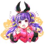  animal_ears bat_ears commentary_request fake_animal_ears fang fire_emblem fire_emblem:_seima_no_kouseki fire_emblem_heroes fur_trim halloween_costume long_hair long_sleeves mamkute multi-tied_hair myrrh open_mouth purple_hair red_eyes simple_background solo usachu_now white_background 