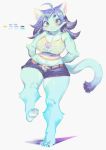  1girl breasts cat feet furry inuki_(aruurara) purple_hair solo yellow_eyes 
