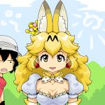  :d adapted_costume animal_ear_fluff animal_ears black_hair blonde_hair blue_sky bow bowtie cloud cloudy_sky collarbone commentary crossover crown d: day dress earrings elbow_gloves frilled_dress frills gloves helmet japari_symbol jewelry kaban_(kemono_friends) kemono_friends long_hair looking_at_another looking_at_viewer lowres mario_(series) multicolored_hair multiple_girls new_super_mario_bros._u_deluxe no_nose oekaki open_mouth outdoors parody pith_helmet pointy_ears princess print_gloves print_neckwear puffy_short_sleeves puffy_sleeves red_earrings rf serval_(kemono_friends) serval_ears serval_girl serval_print short_hair short_sleeves sky smile solid_circle_eyes standing super_crown tareme tilted_headwear two-tone_hair upper_body yellow_eyes 
