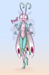  2018 antennae anthro arthropod blush breasts clothing digital_media_(artwork) dreamkeepers embarrassed female flower_mantis harmony_fairwing hi_res insect mancoin mantis moth multi_limb nipples nude open_mouth orchid_mantis pussy signature simple_background small_breasts solo surprise text wardrobe_malfunction wings 