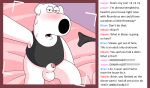  animal_genitalia balls bed blush bottomless brian_griffin camera_view canine chat clothed clothing dialogue dog erection family_guy holding_camera holding_object humor jasper_(family_guy) looking_at_viewer male male/male mammal penis sheath shirt solo speedo stewie_griffin sushibroadcast sweat swimsuit tank_top underwear webcam 