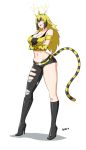  1girl blonde_hair breasts creatures_(company) devil-v electabuzz game_freak gen_1_pokemon large_breasts monster_girl nail_polish nintendo personification pokemon 