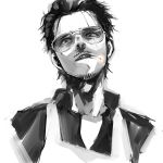  absurdres beard black_hair cigarette facial_hair glasses gokushufudou greyscale highres looking_at_viewer male_focus monochrome mustache qqyy8rf9k sketch solo sunglasses tatsu_(gokufushudou) upper_body 