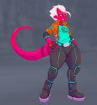  clothed clothing fingerless_gloves gloves humanoid kobold male mr.pink open_mouth pwink smile solo standing thick_thighs wide_hips 