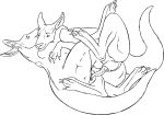  2018 4_toes 5_fingers anatomically_correct anatomically_correct_penis anatomically_correct_pussy animal_genitalia animal_penis balls claws digitigrade duo female feral feral_on_feral kangaroo line_art lying male mammal marjani marsupial marsupial_penis monochrome on_side penetration penis pussy sex sheath simple_background sketch smile tapering_penis toes vaginal vaginal_penetration white_background 