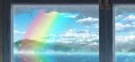  cloud cloudy_sky day highres interior mountain no_humans original rainbow sennotane sky water_drop window 