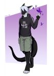  2018 4_fingers 4_toes anthro arthropod black_fur butterfly clothed clothing digital_media_(artwork) felicia_cat fur hair insect male purple_eyes solo toes unknown_species white_hair 