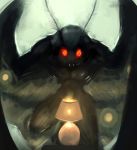  2018 ambiguous_gender antennae anthro arthropod cryptid fangs glowing glowing_eyes insect insect_wings lamp meme moth mothman mothmandraws nude red_eyes solo wings 