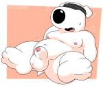  animal_genitalia balls belly blindfold bound brian_griffin canine dog erection family_guy fangs fur male mammal moobs nipples nude open_mouth overweight penis sheath sitting slightly_chubby solo sushibroadcast sweat teeth white_fur 