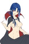  areolae axia-chan blue_hair breasts cape elesia eyebrows_visible_through_hair groin highres large_breasts licking_lips long_hair long_toenails looking_at_viewer nail_polish naked_cape navel nipples red_eyes red_nails sketch solo toenails tongue tongue_out tsukihime white_background 