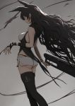  absurdres animal_ears ass black_hair black_legwear black_panties blake_belladonna breasts cat_ears gradient gradient_background grey_background highres holding holding_weapon long_hair md5_mismatch pandarou panties profile rwby short_shorts shorts sleeveless small_breasts solo thighhighs underwear very_long_hair weapon yellow_eyes 