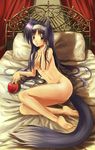  animal_ears apple barefoot bed cosplay feet food fruit holo holo_(cosplay) kichiroku legs long_hair lyrical_nanoha mahou_shoujo_lyrical_nanoha nude solo spice_and_wolf tail tsukimura_suzuka wolf_ears 