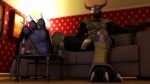  2018 3_toes 3d_(artwork) anthro blackwargreymon bottle diablo_the_rex digimon digital_media_(artwork) feet foot_focus front_view hi_res inside male sitting sofa solo toes 