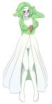  bianca_(pok&eacute;mon) breasts clothing eyelashes eyewear featureless_feet female fusion gardevoir glasses green_breasts green_hair green_nipples hair humanoid monster_girl_(genre) nickfaire nintendo nipples not_furry nude pink_eyes pok&eacute;mon pok&eacute;mon_(species) pussy simple_background solo standing translucent transparent_clothing video_games white_background white_skin 