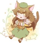  1girl brown_hair cat cat_busters furry long_hair solo tomamori_yua yellow_eyes 