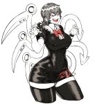  alien big_breasts black_hair bow_tie breasts clothed clothing dress fangs female hair humanoid legwear navel nipple_bulge not_furry nue_houjuu open_mouth red_eyes short_hair solo space_jin teeth thick_thighs thigh_highs tight_clothing tongue touhou unusual_wings voluptuous wide_hips wings 