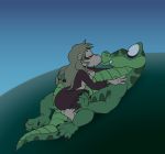  2018 alligator anthro barefoot blonde_hair breasts brown_fur crocodile crocodilian diddy_kong_racing dixie_kong donkey_kong_(series) duo eyes_closed female fur hair hi_res kissing kong kremling kritter krunch long_hair male male/female mammal monkey nintendo nude primate reptile scalie shesamonkey side_boob video_games 