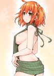  abe_inori ahoge backless_dress backless_outfit blush breasts butt_crack drawstring dress fate/grand_order fate_(series) fujimaru_ritsuka_(female) hair_ornament hair_scrunchie large_breasts looking_at_viewer meme_attire naked_sweater orange_eyes orange_hair ribbed_sweater scrunchie short_hair side_ponytail sideboob smile solo sweater sweater_dress turtleneck turtleneck_sweater virgin_killer_sweater yellow_scrunchie 