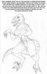  anthro arania breasts claws dinosaur experiment fangs female glass mad_scientist monochrome nipples nude post_transformation raptor reptile scale scalie scientist shocked sketch solo standing theropod 