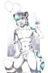  balloon clothed clothing eyebrows feline jeanwoof leopard male mammal navel pants removing_pants snow_leopard standing topless traditional_media_(artwork) underwear victory_(texdot) whiskers 