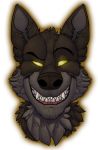  anonymous_artist canine fangs feral filth_hound fur glowing glowing_eyes mammal open_mouth raised_eyebrow simple_background teeth timber_wolf white_background wolf 