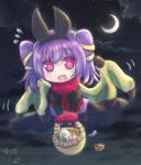  animal_ears basket bat_ears candy cloud commentary_request crescent_moon dragon_wings fake_animal_ears fang fire_emblem fire_emblem:_seima_no_kouseki fire_emblem_heroes food fur_trim halloween_costume holding holding_basket long_sleeves mamkute moon multi-tied_hair myrrh nekomikoalice night night_sky open_mouth purple_hair red_eyes signature sky solo star_(sky) twintails wings 