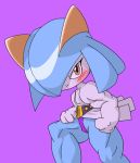  female humanoid kirlia muscular nintendo pasaran pok&eacute;mon pok&eacute;mon_(species) purple_background simple_background solo video_games 