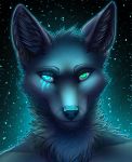  2018 anthro blue_eyes blue_fur canine conditional_dnp digital_media_(artwork) fox fur glowing glowing_eyes green_eyes heterochromia hi_res male mammal neck_tuft portrait ratte scaeling shaded solo tuft 