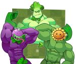  animate_inanimate anthro barazoku bok_choy bonk_choy chomper flora_fauna flower green_skin male muscular muscular_male one_tooth pecs plant plants_vs_zombies purple_skin sunflower sunflower_(plant_vs_zombies) tehbluebubble venus_flytraps 