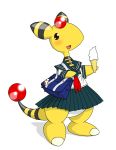  ampharos anthro clothed clothing dessert female food ice_cream nintendo pasaran pok&eacute;mon pok&eacute;mon_(species) simple_background solo video_games white_background 