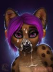  2018 anthro conditional_dnp cum delkon detailed digital_media_(artwork) evelynne female fur ghostwolf hair hyena looking_at_viewer mammal simple_background solo 