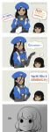  4koma absurdres ahoge alternate_hair_length alternate_hairstyle ana_(overwatch) beret black_eyes black_hair brown_eyes captain_amari child comic dark_skin english eye_of_horus facial_tattoo hat highres huge_ahoge long_hair military military_uniform mother_and_daughter multiple_girls overwatch pharah_(overwatch) short_hair smile supershrimpcakes tattoo uniform watermark web_address younger 